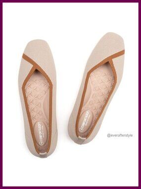 Women's Square Toe Knit Flat Shoes Breathable Comfortable Slip On Flats